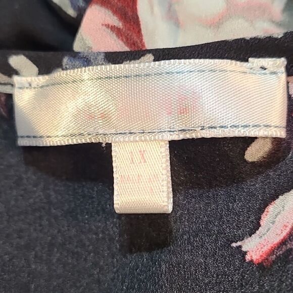 Stella Tweed Short Sleeve Black Dress Red/White Flowers Zipper Neckline,Size 1X - Picture 11 of 12